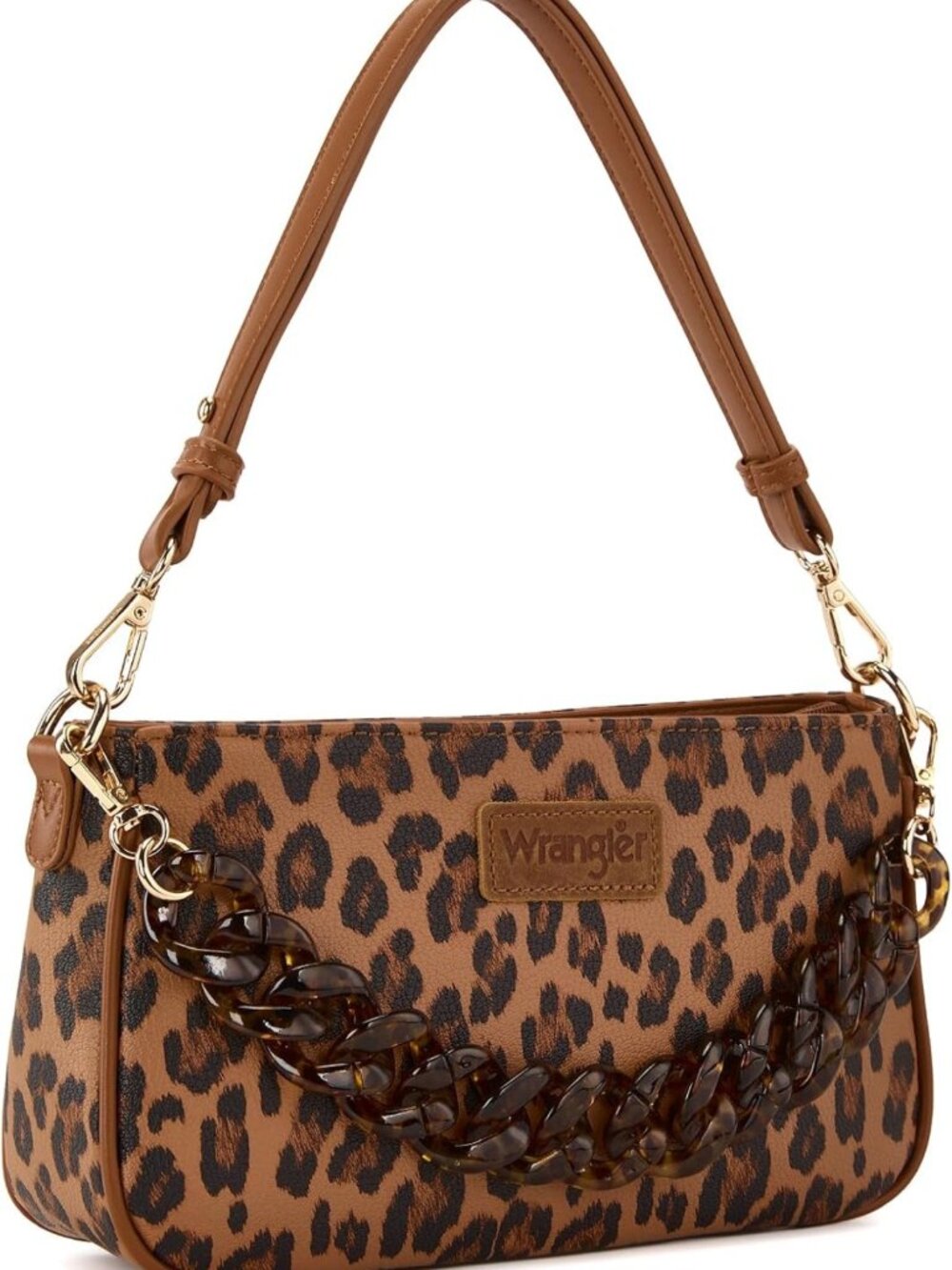 Cheetah Print Small Shoulder Bag Clutch Purse Hobo Handbag with Acrylic Strap